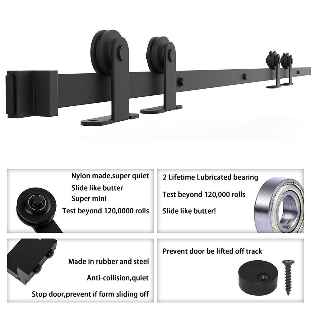 10 ft. /120 in. Top Mount Sliding Barn Door Hardware Track Kit for Double Doors with Non-Routed Floor Guide - Super Arbor