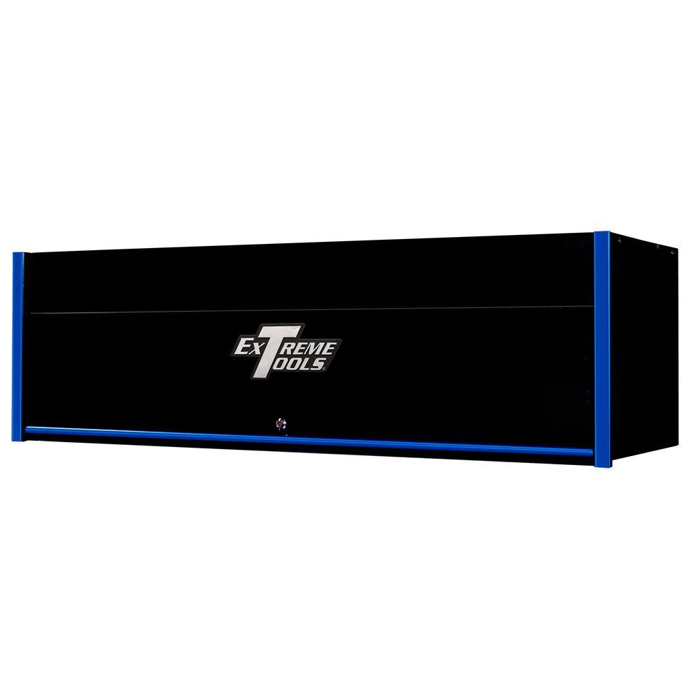 RX Professional 72 in. 0-Drawer Extreme Power Workstation Hutch in Black with Blue Handle - Super Arbor