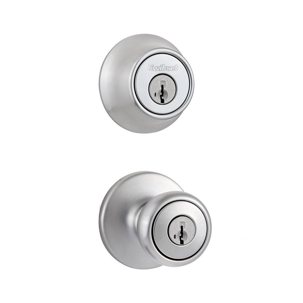Tylo Satin Nickel Door Knob Combo Pack Featuring SmartKey Security with Microban Antimicrobial Technology - Super Arbor