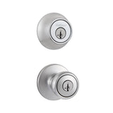 Tylo Satin Nickel Door Knob Combo Pack Featuring SmartKey Security with Microban Antimicrobial Technology - Super Arbor