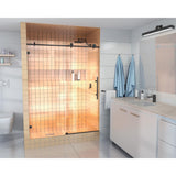 68 in. - 72 in. x 78 in. Frameless Sliding Shower Door in Matte Black with Handle - Super Arbor