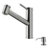 VIGO Branson Stainless Steel 1-Handle Deck-Mount Pull-Out Handle Kitchen Faucet
