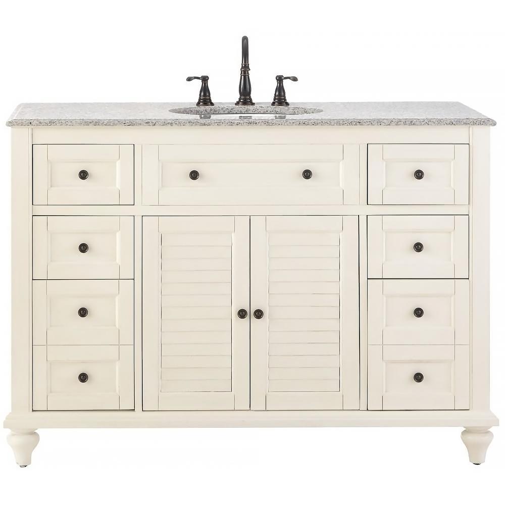 Hamilton Shutter 25 in. W x 22 in. D Bath Vanity in Sea Glass with Granite Vanity Top in Grey - Super Arbor