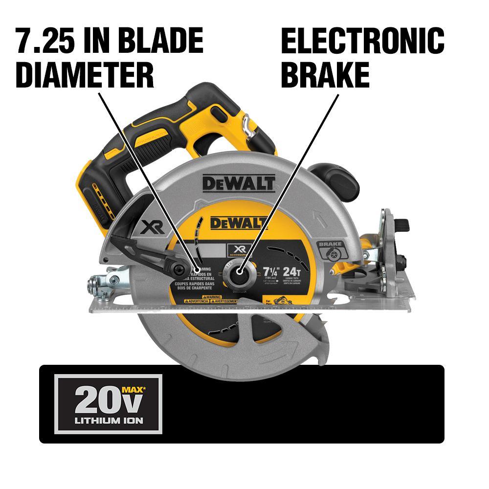 20-Volt MAX Lithium-Ion Cordless Brushless 7-1/4 in. Circular Saw with Brake with Bonus Premium Battery Pack 4.0 Ah - Super Arbor