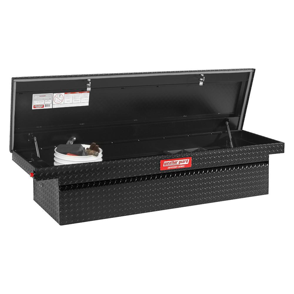 Weather Guard 71.38 in. Matte Black Aluminum Full Size Crossbed Truck Tool Box - Super Arbor