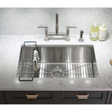 Strive Undermount Stainless Steel 29 in. Single Bowl Kitchen Sink Kit with Sink Rack - Super Arbor