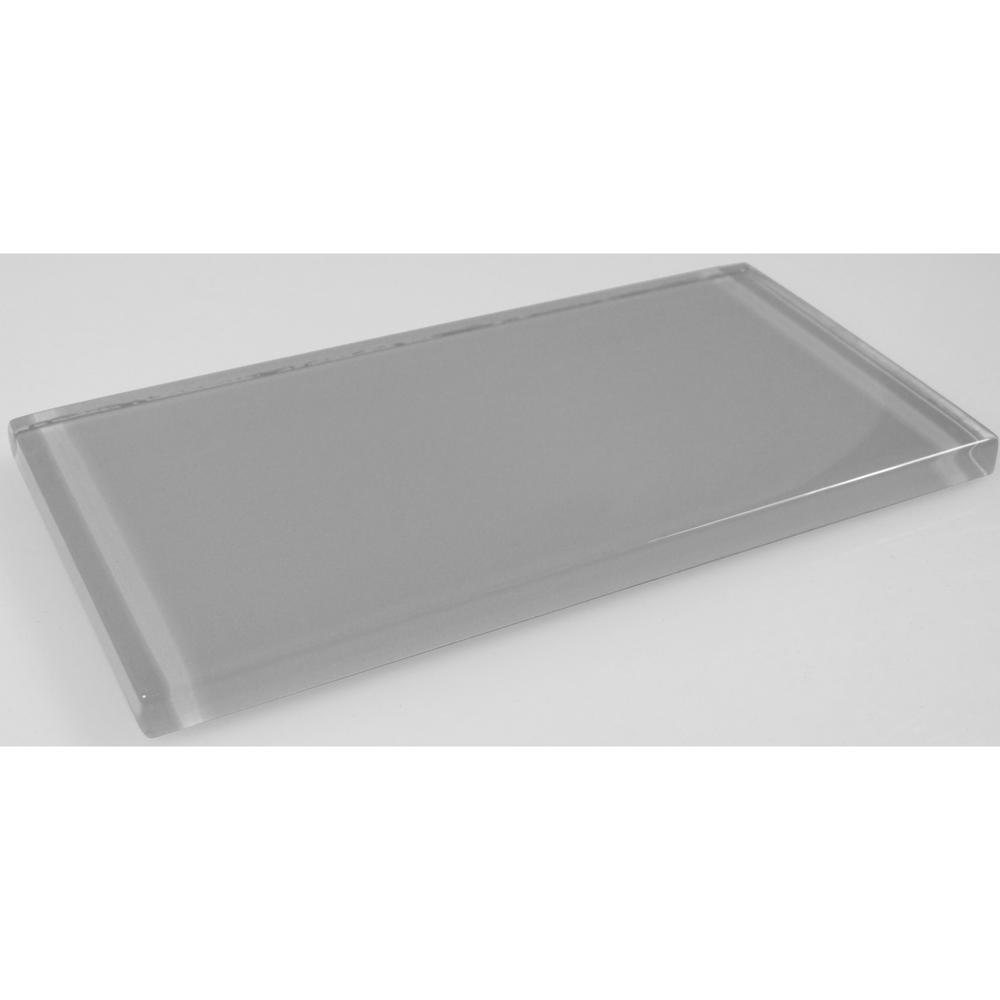 Metro Pebble Gray Subway 3 in. x 6 in. Glossy Glass Subway Tile (8-Pieces/Pack) - Super Arbor