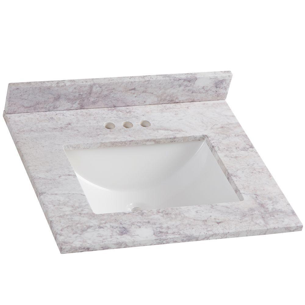 37 in. W x 22 in. D Stone Effects Vanity Top in Cold Fusion with White Sink - Super Arbor