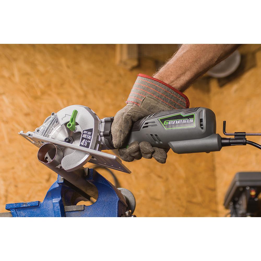 5.8 Amp 4-3/4 in. Control Grip Metal Cutting Compact Circular Saw with Chip Collector and Metal Cutting Blade - Super Arbor