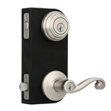 Lido Satin Nickel Exterior Entry Door Lever and Single Cylinder Deadbolt Combo Pack Featuring SmartKey Security - Super Arbor