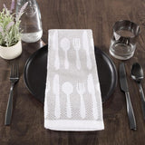 Multi-Color Flatware Design Chic Pattern Weave Cotton Kitchen Towel Set (8-Pieces)