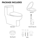 1-Piece 1.1 GPF /1.6 GPF Dual Flush High Efficiency Elongated Toilet in White Seat Included - Super Arbor