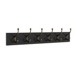27 in. L Black Rail-Mounted Wall Hook Hanging Rack with 6 Hooks