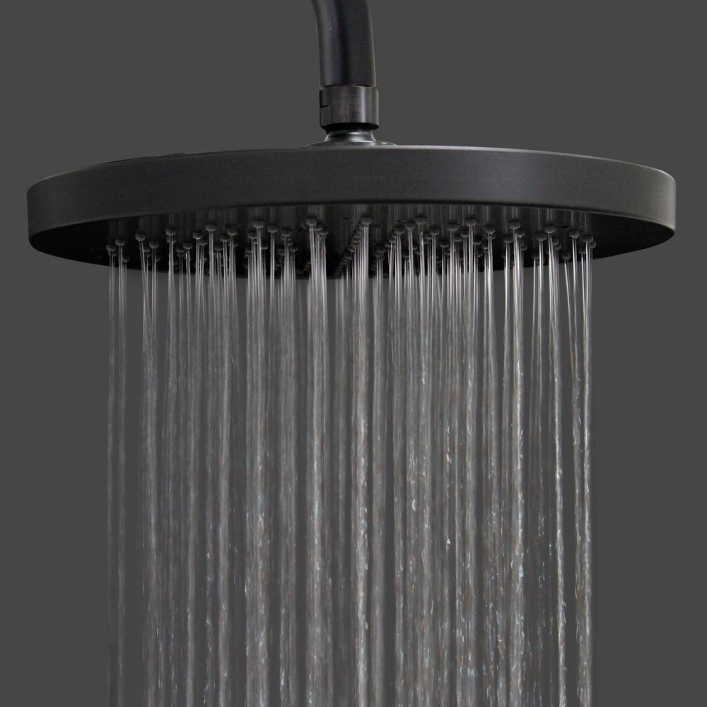 1-Spray 10 in. Single Wall Mount Waterfall Fixed Rain Shower Head in Rubbed Bronze - Super Arbor