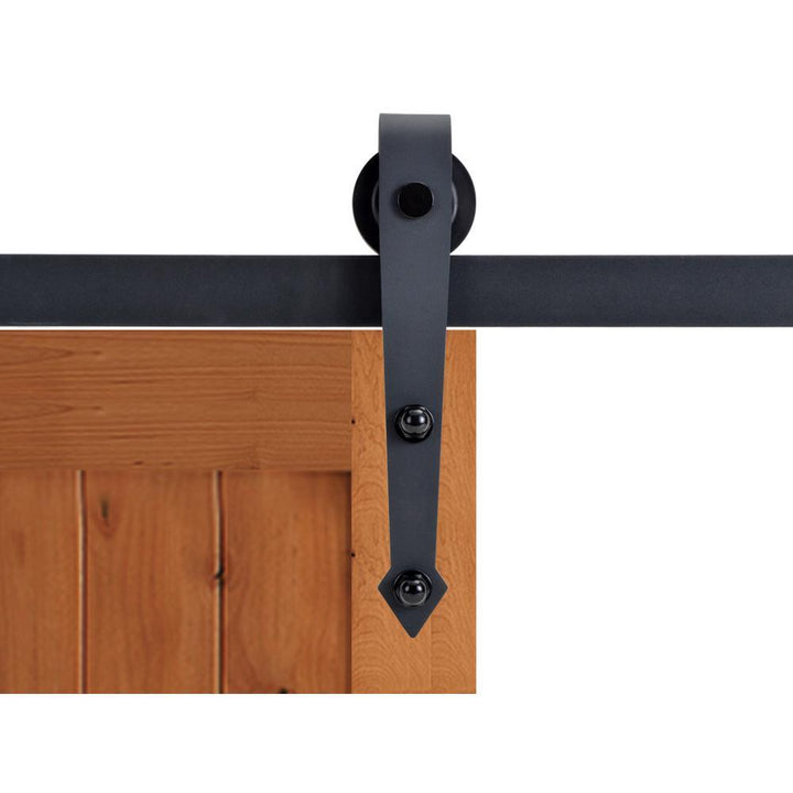 72 in. Matte Black Vintage Arrow Barn Style Sliding Door Track and Hardware Set - Super Arbor