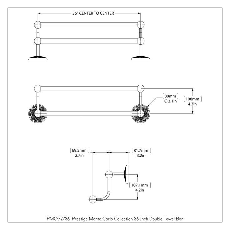 Allied Brass Prestige Monte Carlo 36-in Double Matte White Wall Mount Double Towel Bar