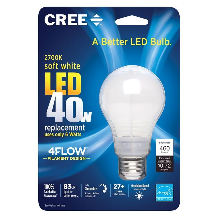 Cree 40W Equivalent Soft White A19 Dimmable LED Light Bulb with 4Flow Filament Design (8-Pack)