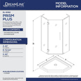 Prism Plus 40 in. x 40 in. x 74.75 in. Semi-Frameless Neo-Angle Hinged Shower Enclosure in Brushed Nickel with Base - Super Arbor
