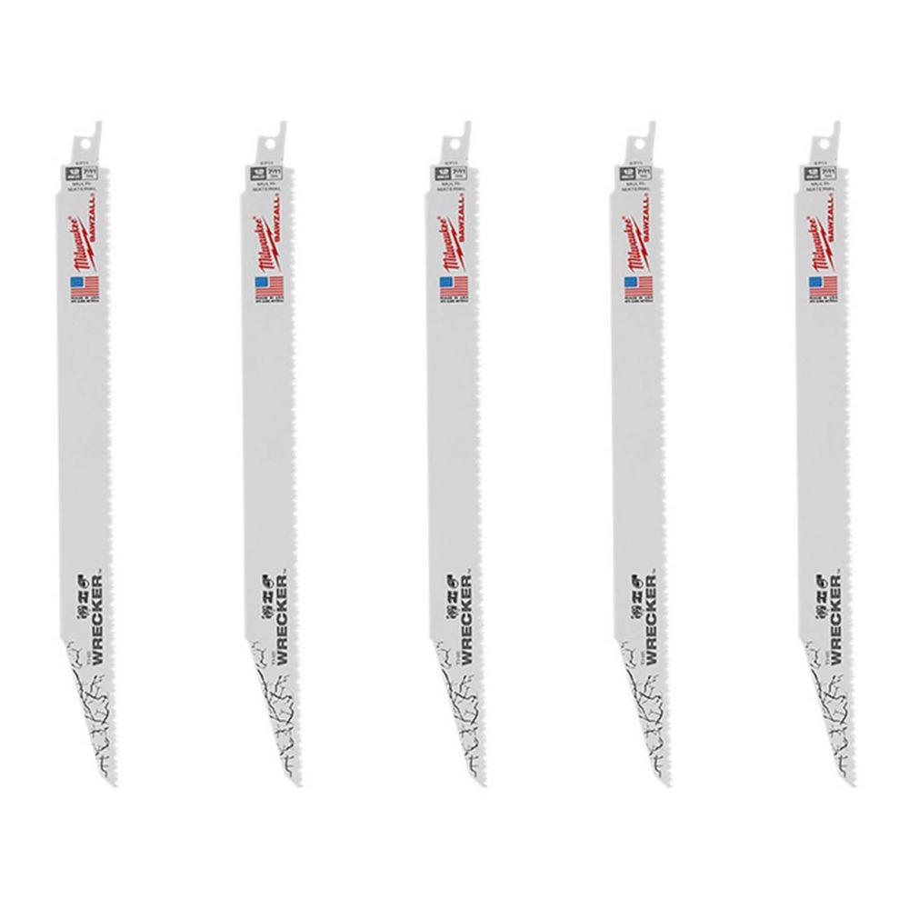 9 in. 7/11 Teeth per in. WRECKER Demolition Mutli-Material Cutting SAWZALL Reciprocating Saw Blades (5 Pack) - Super Arbor
