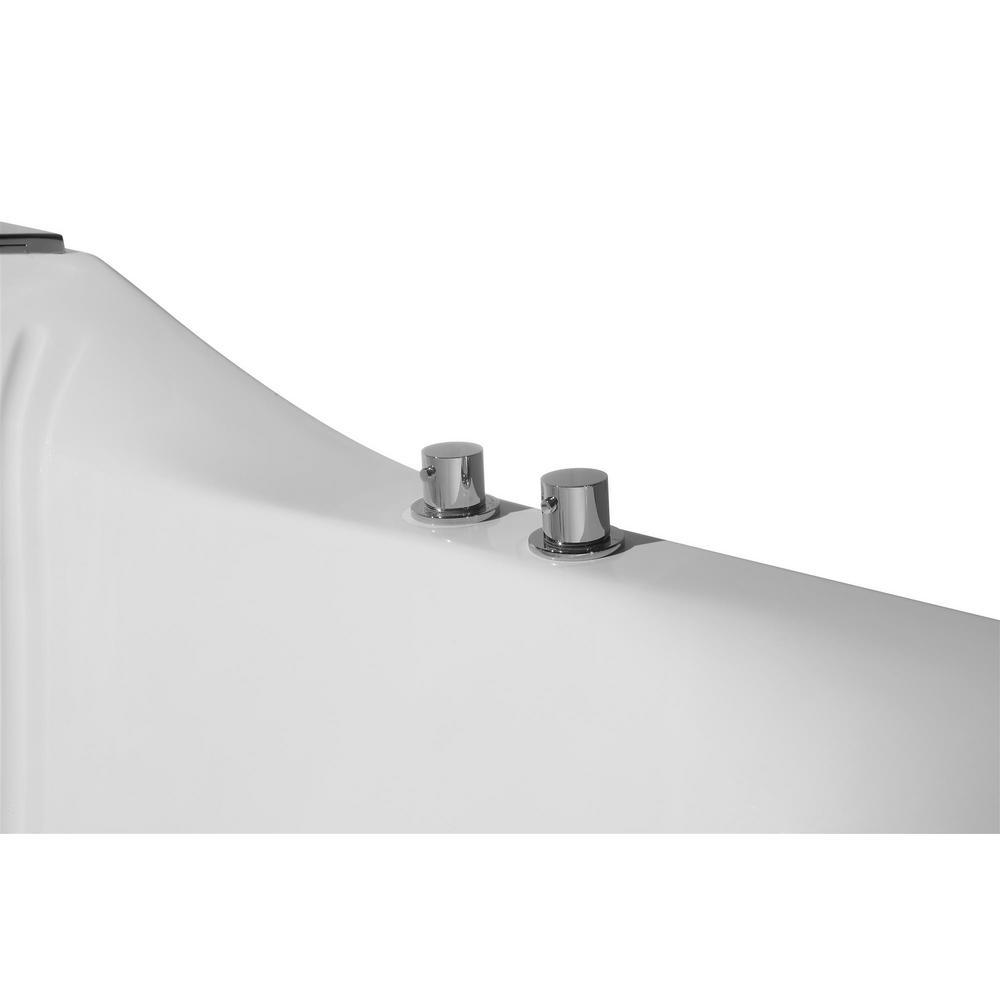 59 in. Acrylic Center Drain Corner Alcove Whirlpool Bathtub in White - Super Arbor