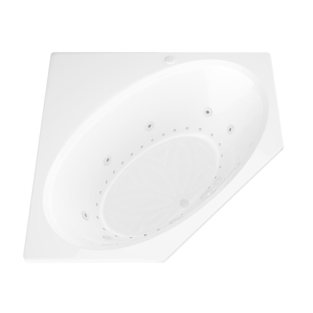 Mali 5 ft. Acrylic Corner Drop-in Whirlpool Air Bathtub in White - Super Arbor