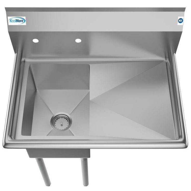 Freestanding Stainless Steel 31 in. 2-Hole Single Bowl Commercial Kitchen Sink Left Drainboard