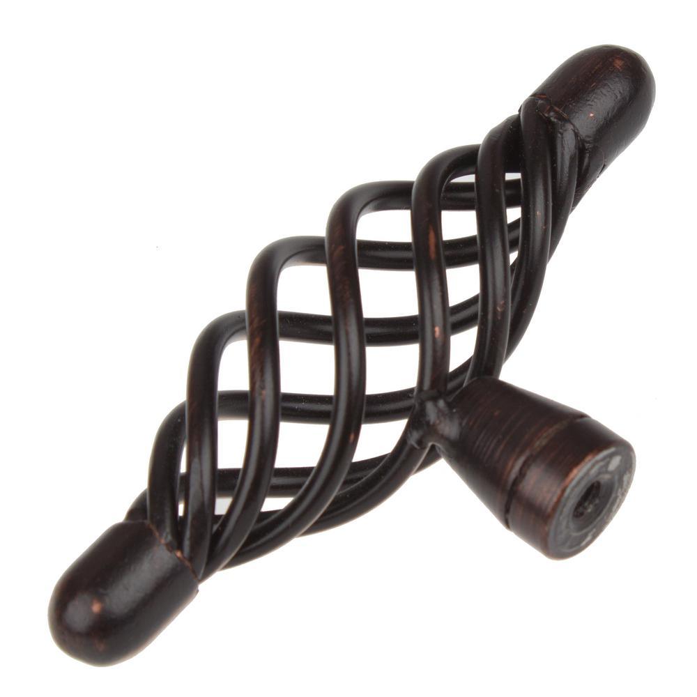 3 in. Long Rustic Bronze T-Handle Birdcage Cabinet Knobs (10-Pack) - Super Arbor