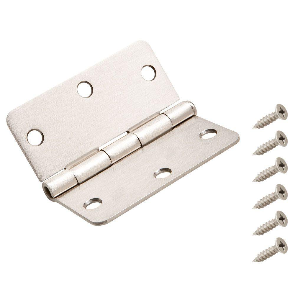 3 in. x 1/4 in. Satin Nickel Radius Door Hinge - Super Arbor