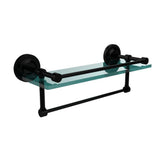 16 in. L  x 5 in. H  x 5 in. W Gallery Clear Glass Bathroom Shelf with Towel Bar in Polished Nickel - Super Arbor