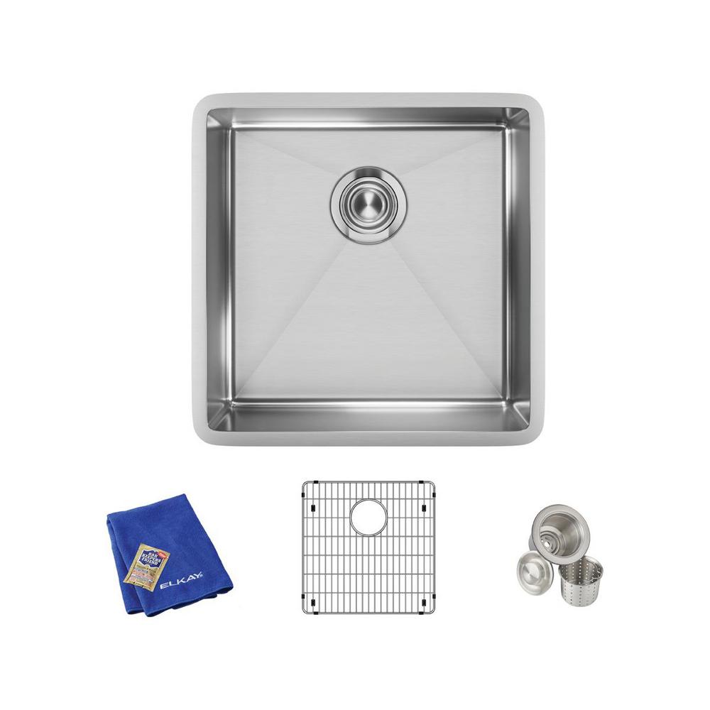 Crosstown Undermount Stainless Steel 32 in. Single Bowl Kitchen Sink with Center Drain