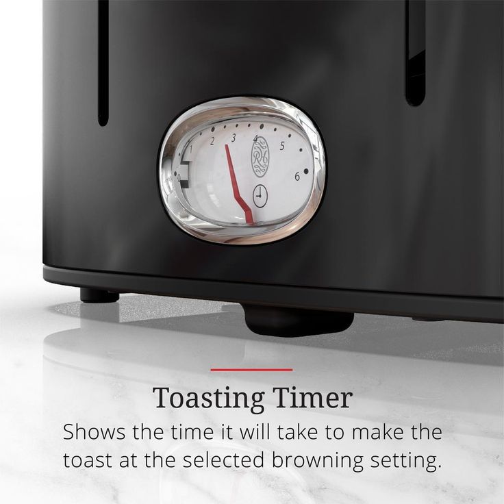 Retro Style 4-Slice Black Stainless Steel Toaster with Built-In Timer