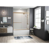 Paragon 3/16 B Series 64 in. x 57 in. Semi-Framed Sliding Tub Door with Towel Bar in Brushed Nickel and Clear Glass
