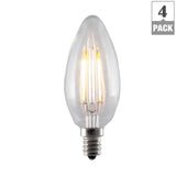 Bulbrite 40W Equivalent Warm White Light B11 Dimmable LED Filament Light Bulb (4-Pack)