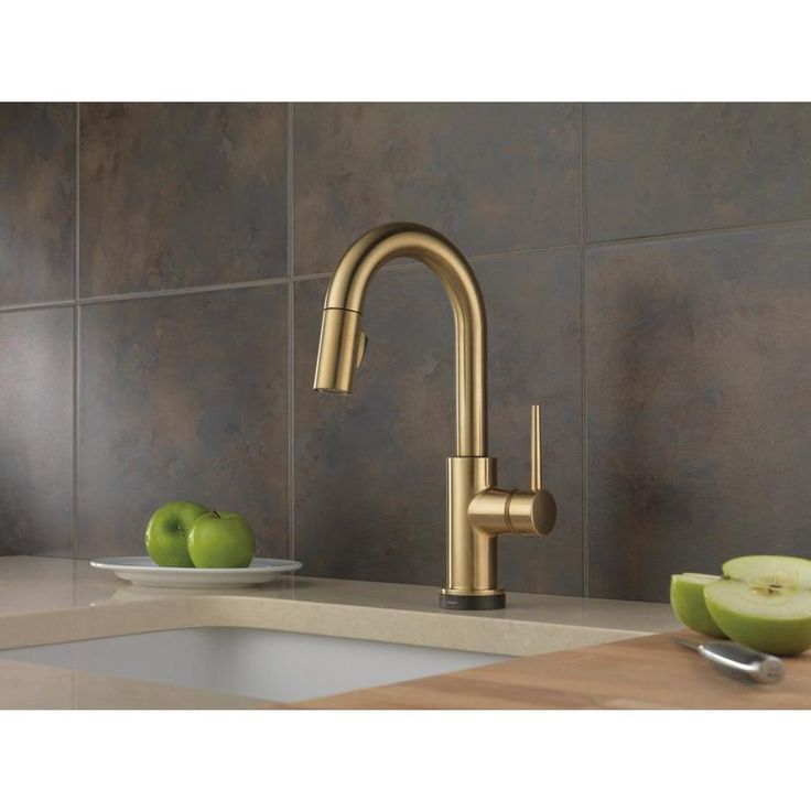 Delta Trinsic Touch2O Champagne Bronze 1-Handle Deck-Mount Pull-Down Touch Kitchen Faucet