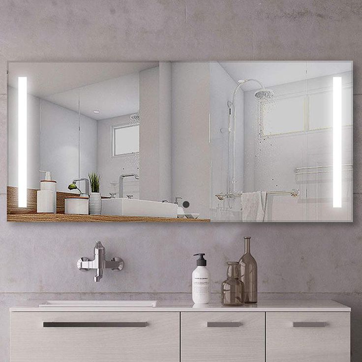 60 in. x 28 in. White LED Lighted Wall Mirror with Rock Switch