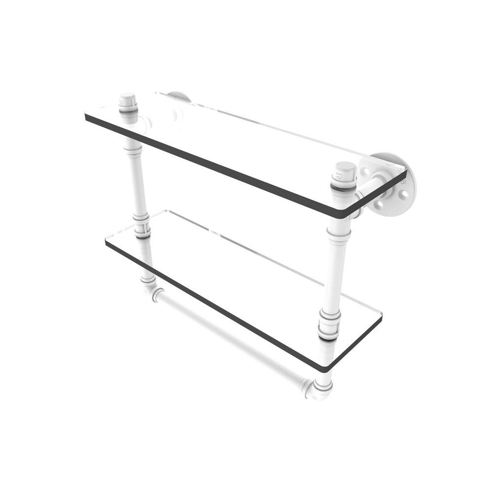 Pipeline Collection 16 in. Doulbe Glass Shelf with Towel Bar in Oil Rubbed Bronze - Super Arbor