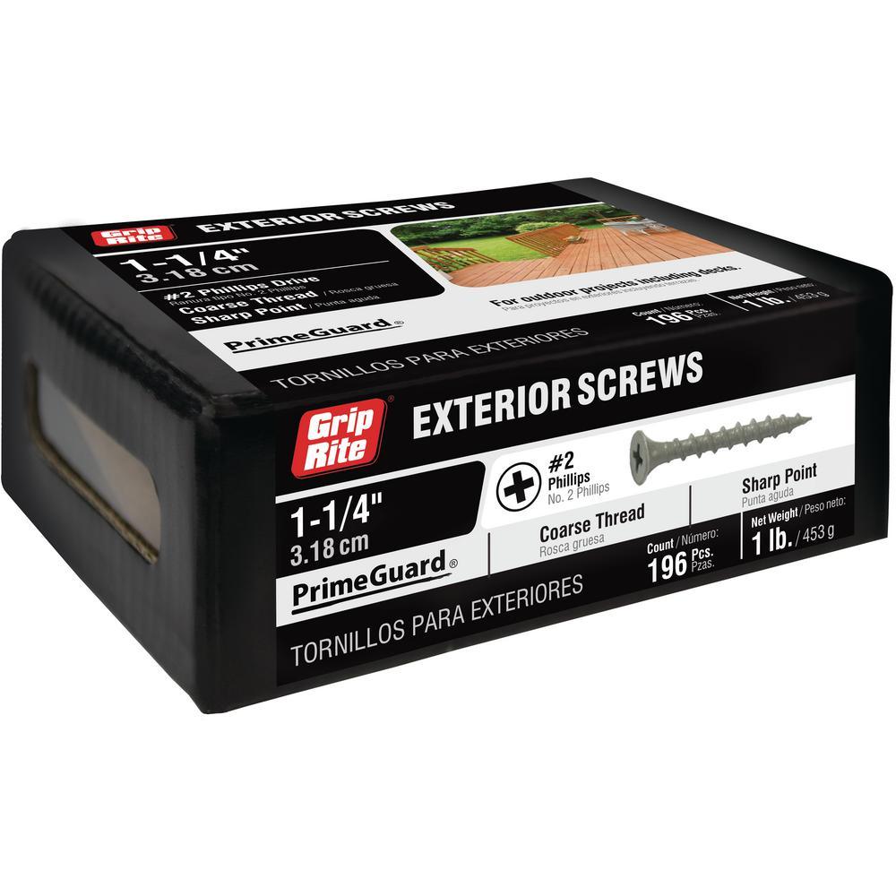 #6 x 1-1/4 in. Philips Bugle-Head Coarse Thread Sharp Point Polymer Coated Exterior Screw (1 lb./Pack)