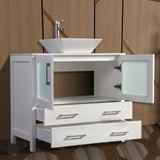 36 in. W x 18.5 in. D x 36 in. H Bathroom Vanity in White with Single Basin Vanity Top in White Ceramic and Mirror - Super Arbor