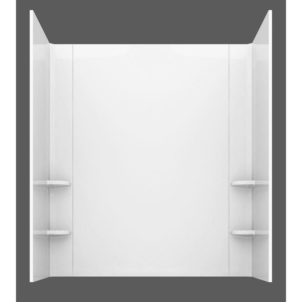 Rampart 4.5 ft. Walk-in Non-Whirlpool Bathtub with Easy Up Adhesive Wall Surround in White - Super Arbor