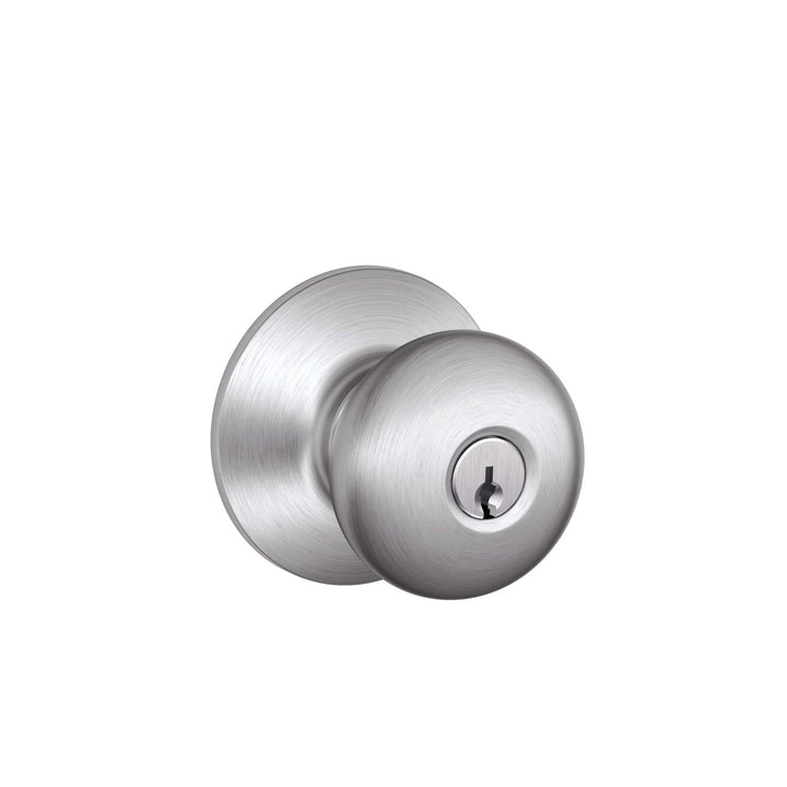 Schlage Plymouth Satin Chrome Entry Knob, ANSI Grade 2, Key: K4, 1-3/4 in.