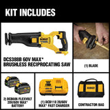 FLEXVOLT 60-Volt MAX Lithium-Ion Cordless Brushless Reciprocating Saw with (2) Batteries 2Ah, Charger and Contractor Bag - Super Arbor