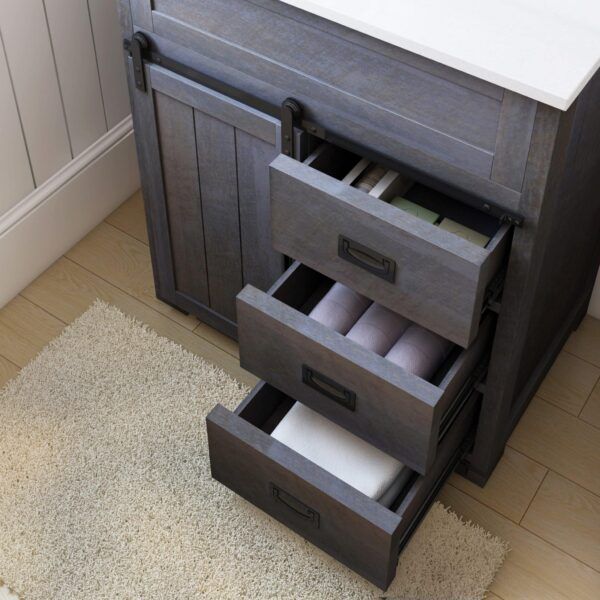 Style Selections Morriston 30-in Distressed Java Single Sink Bathroom Vanity with White Engineered Stone Top
