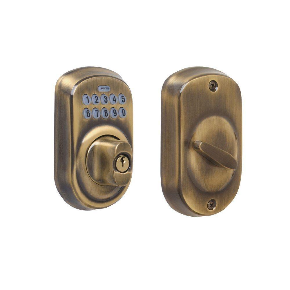 Plymouth Bright Brass Keypad Electronic Door Lock Deadbolt - Super Arbor