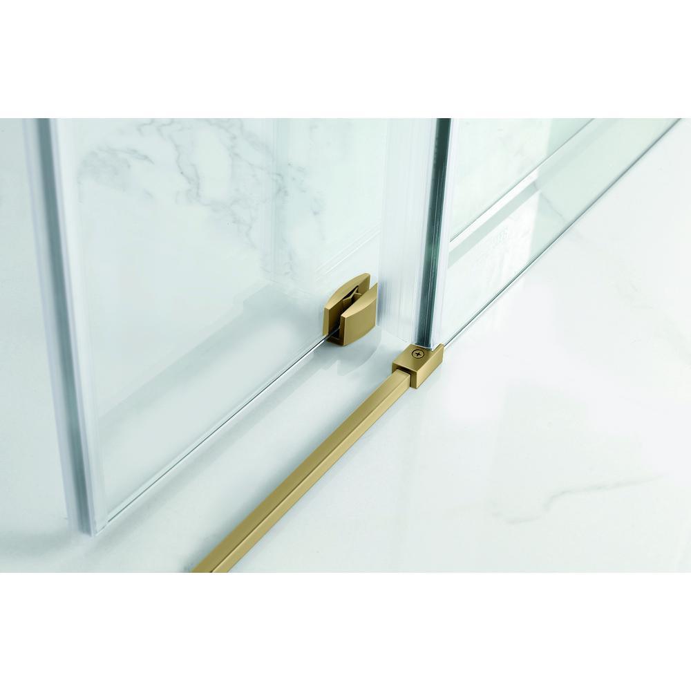 Coraline XL 56 - 60 in. x 80 in. Frameless Sliding Shower Door with StarCast Clear Glass in Brushed Gold Right Hand - Super Arbor