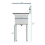 Freestanding Stainless Steel 55 in. 2-Hole Triple Bowl Commercial Kitchen Sink