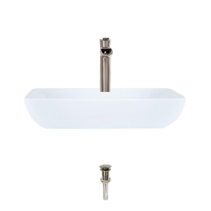 MR Direct Porcelain Vessel Sink in White with 731 Faucet and Pop-Up Drain in Brushed Nickel