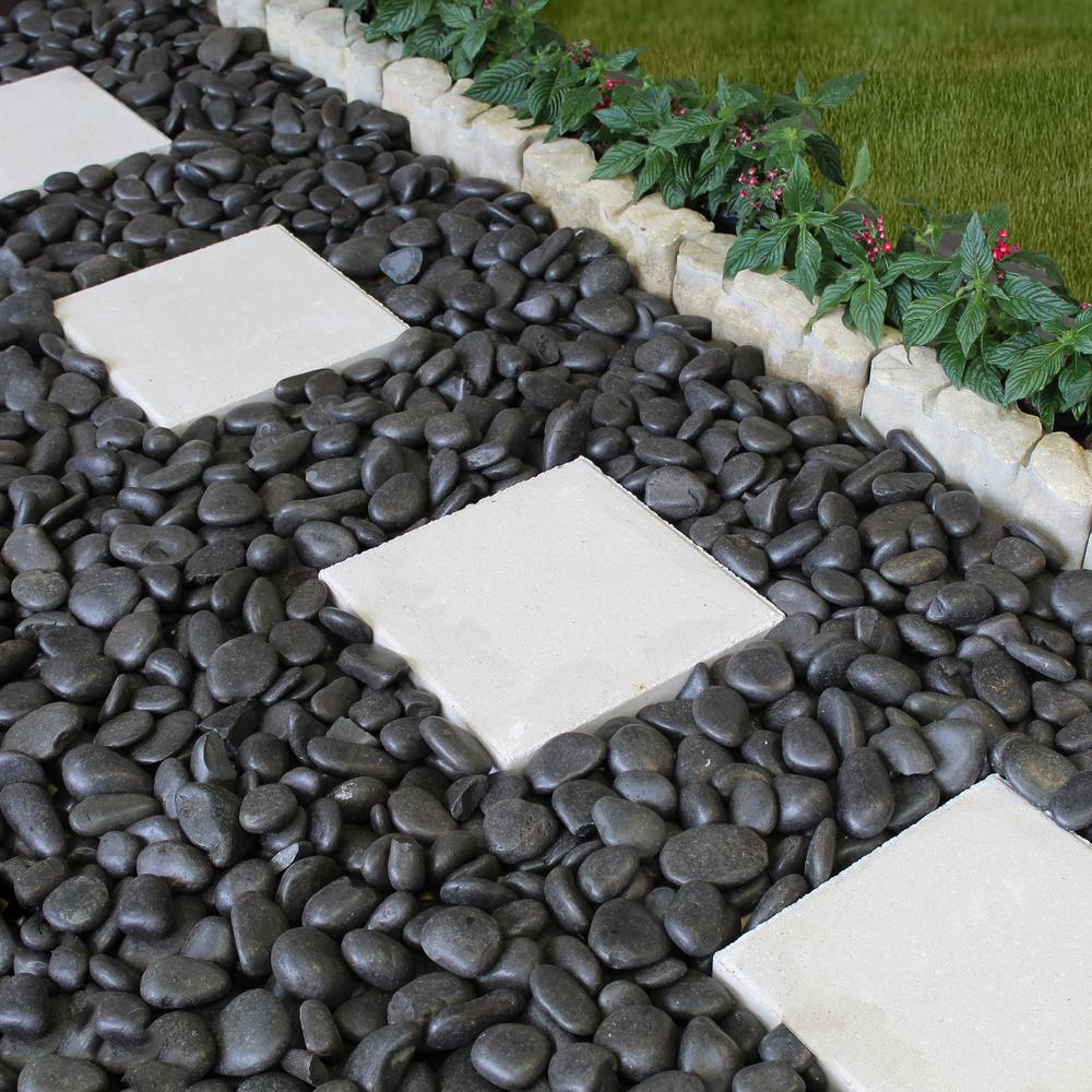Rain Forest 20 lb. Grade A Black Polished Pebbles 1 in. to 2 in. - Super Arbor