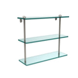 16 in. L x 15 in. H x 5 in. W 3-Tier Clear Glass Bathroom Shelf in Antique Pewter - Super Arbor