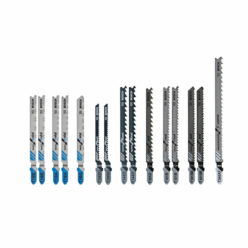 Multi-Purpose Steel T-Shank Jig Saw Blade Set 15-Pack and 7 Amp Corded Variable Speed Barrel-Grip Jig Saw Kit with Case - Super Arbor
