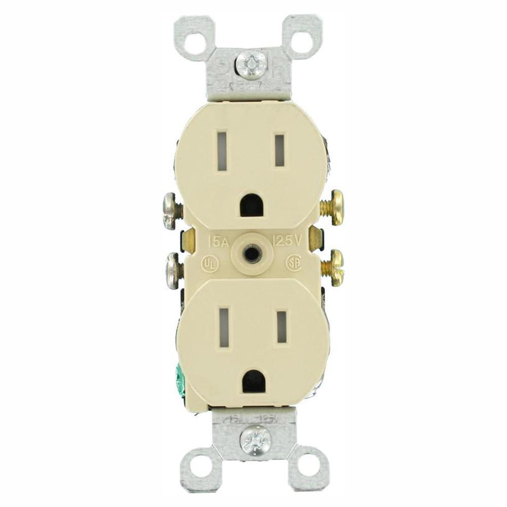 15 Amp Tamper Resistant Duplex Outlet, Ivory (10-Pack) - Super Arbor